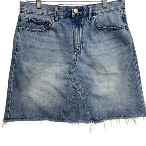 GAP Blue Denim Mini Skirt with Frayed Hem